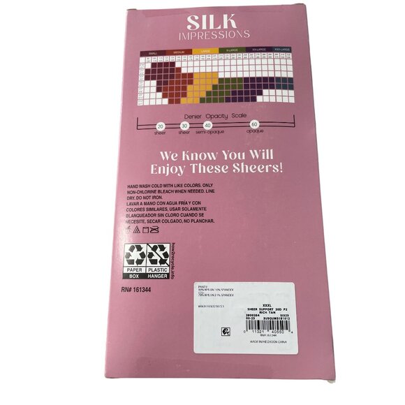 Silk Impressions Light Support Sheer XXXL Rich Tan 2 Pair 20 Denier Nylon NEW - Picture 2 of 6